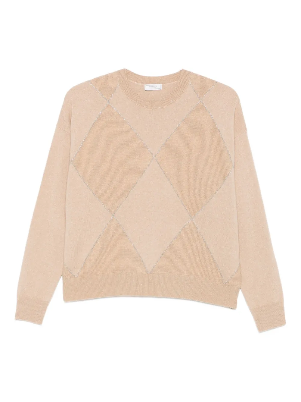 Peserico Trui met diamantpatroon Beige