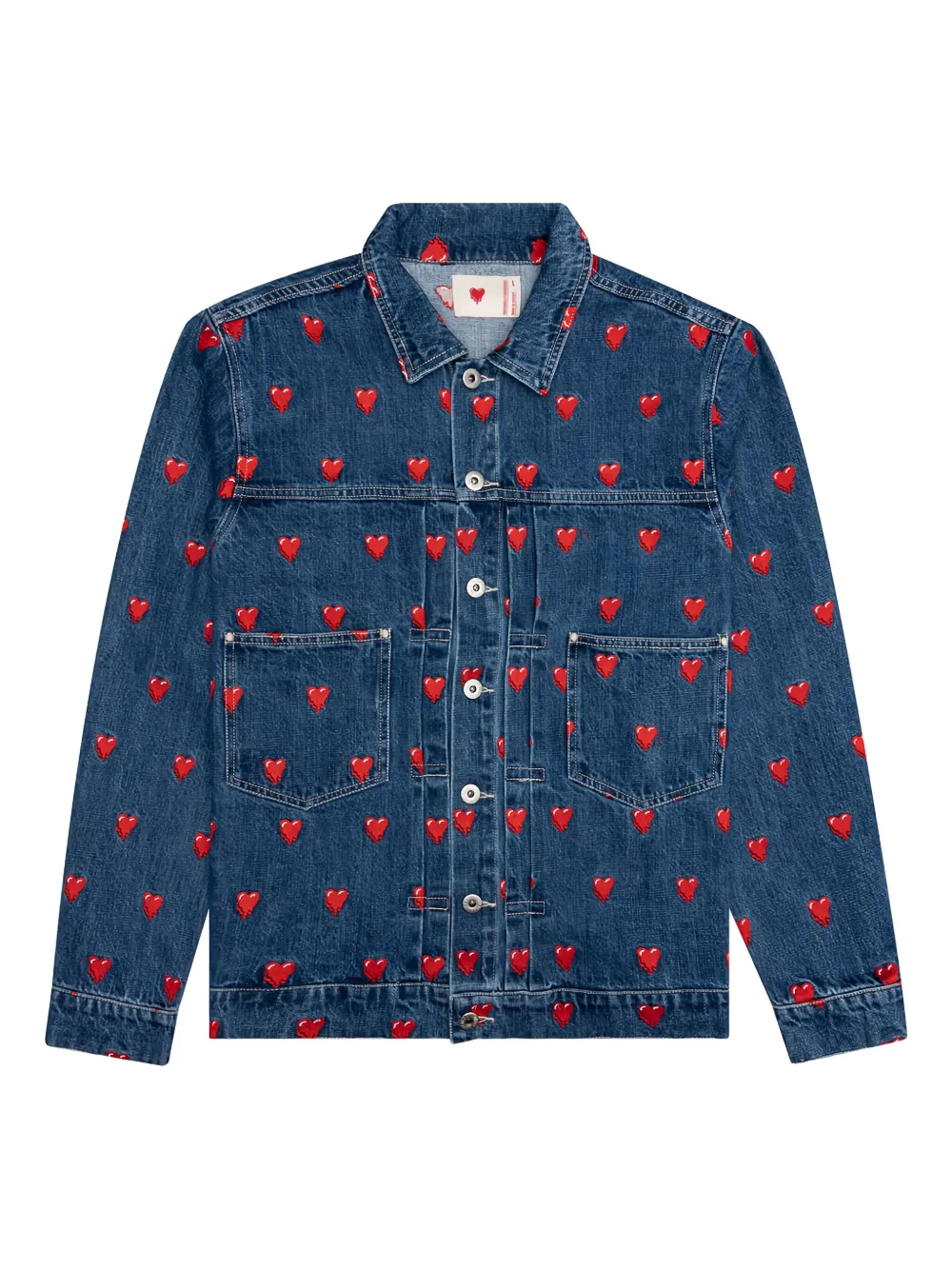 Emotionally Unavailable heart-pattern denim jacket | Image 1