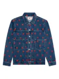 Emotionally Unavailable heart-pattern denim jacket - Washed Blue