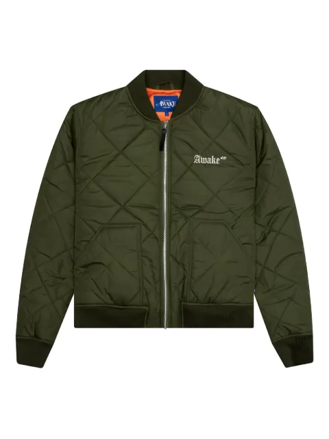 Awake NY logo-embroidered quilted bomber jacket