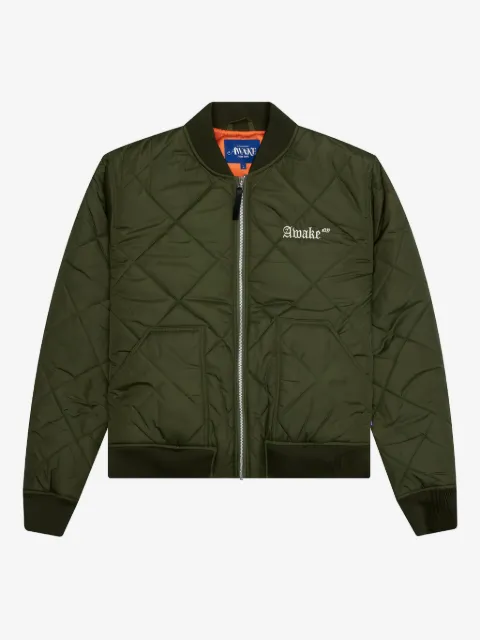 Awake NY logo-embroidered quilted bomber jacket