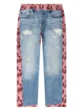 Needles floral-panel distressed trousers - Blue