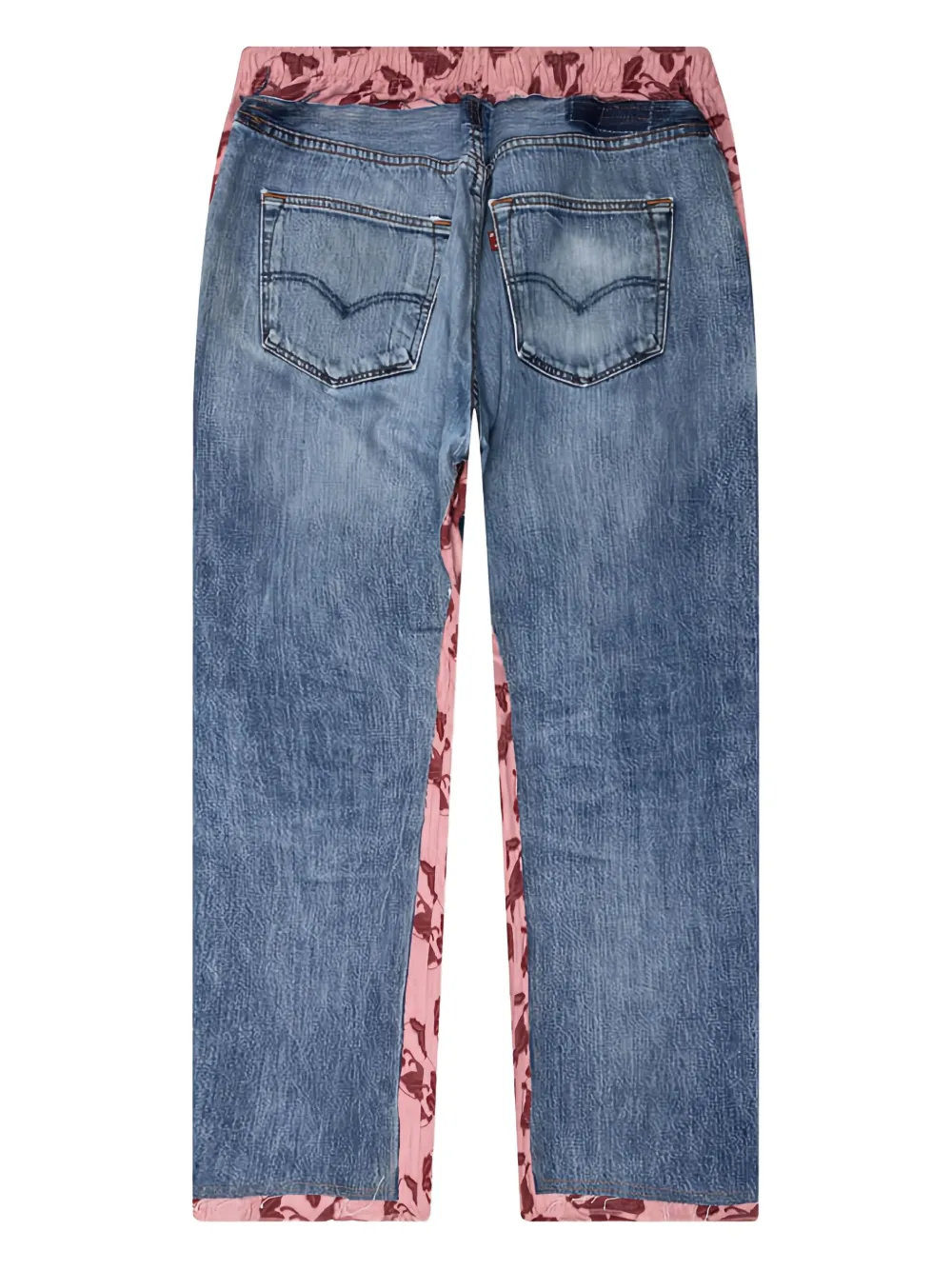 Needles floral-panel distressed trousers Blauw