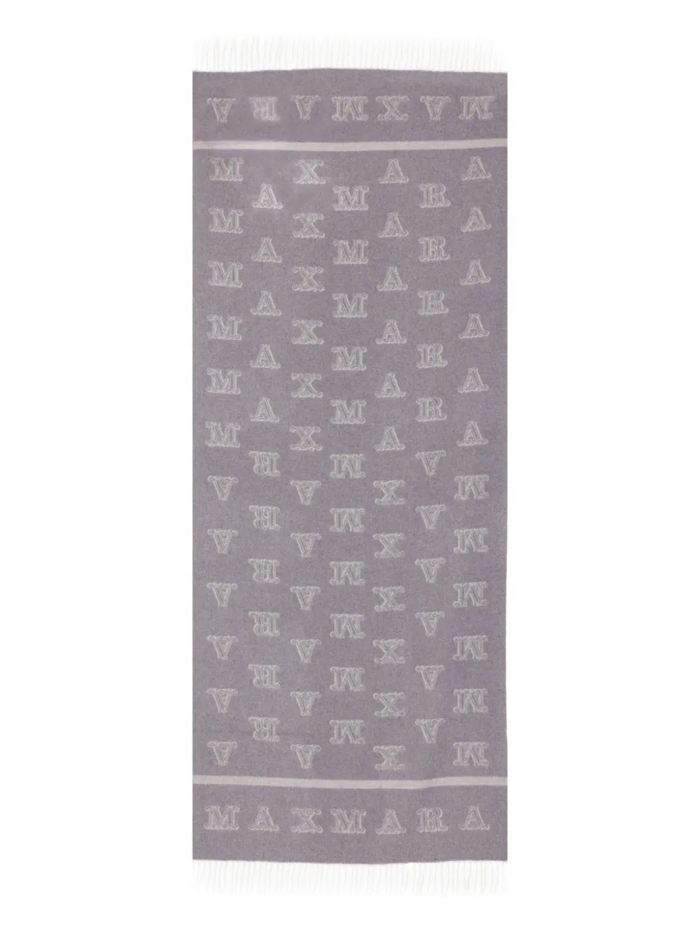 Max Mara Monogram-pattern Cashmere Scarf In Gray