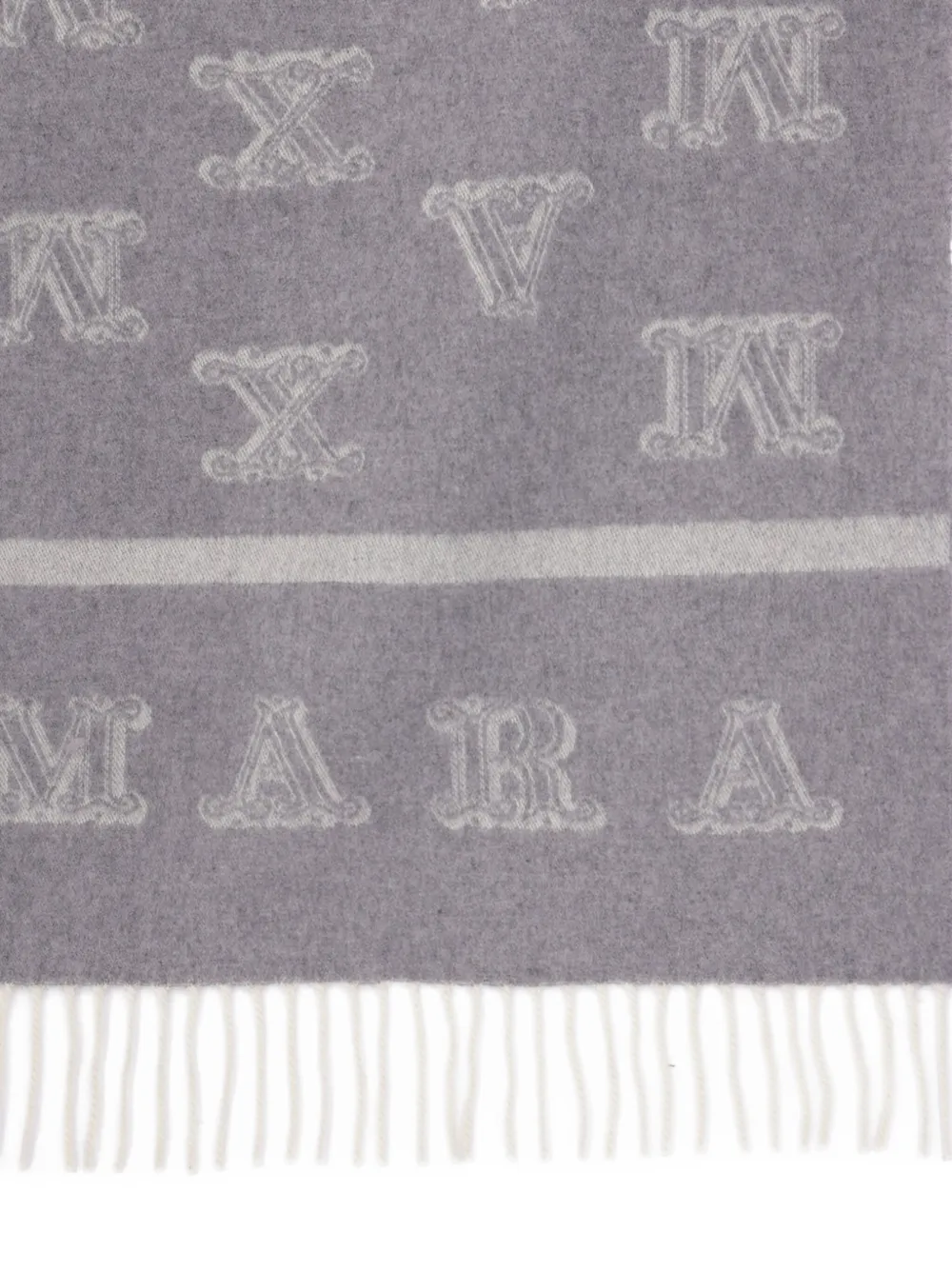 Max Mara Monogram-pattern Cashmere Scarf In Gray