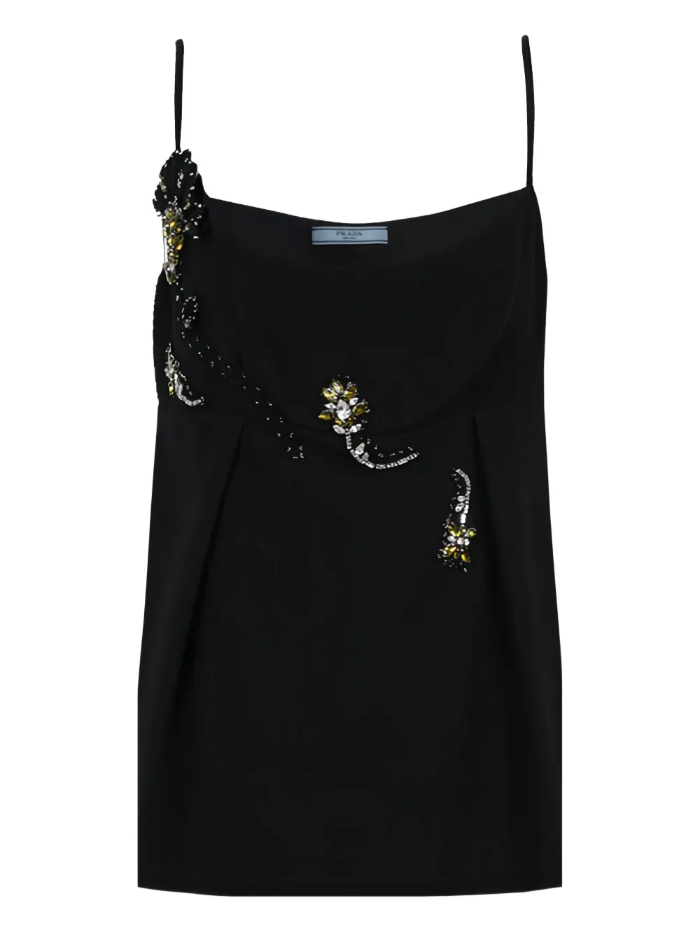 Prada Jewel-embellished Pleated Top In Black