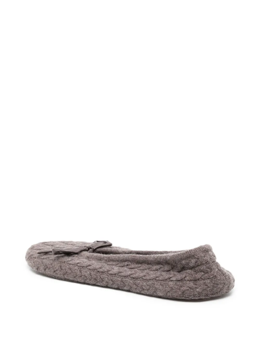 N.Peal Kabelgebreide slippers Bruin