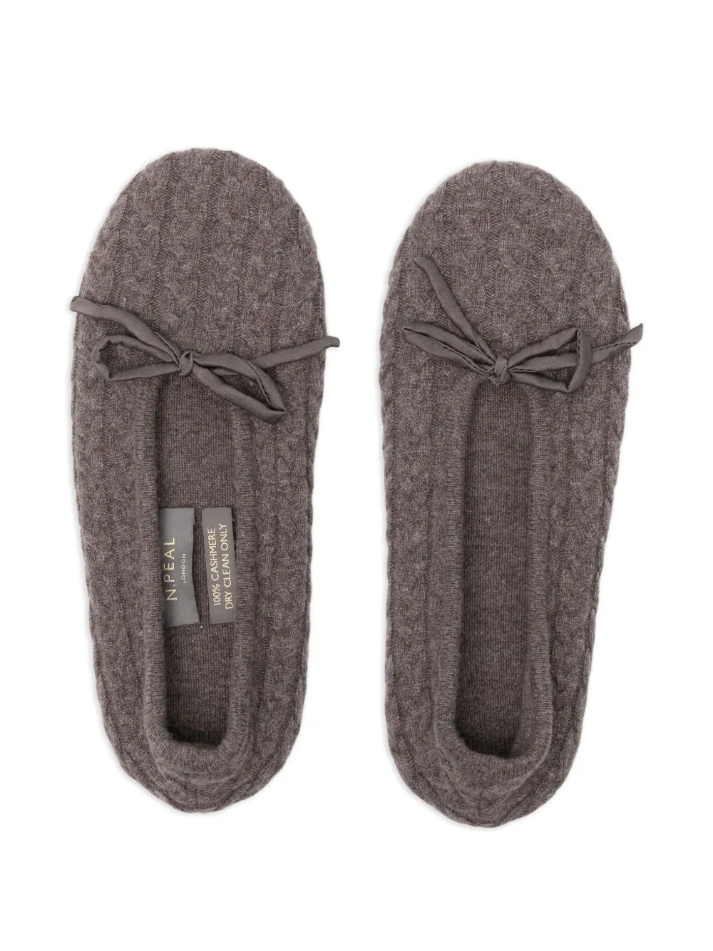 N.Peal Kabelgebreide slippers Bruin