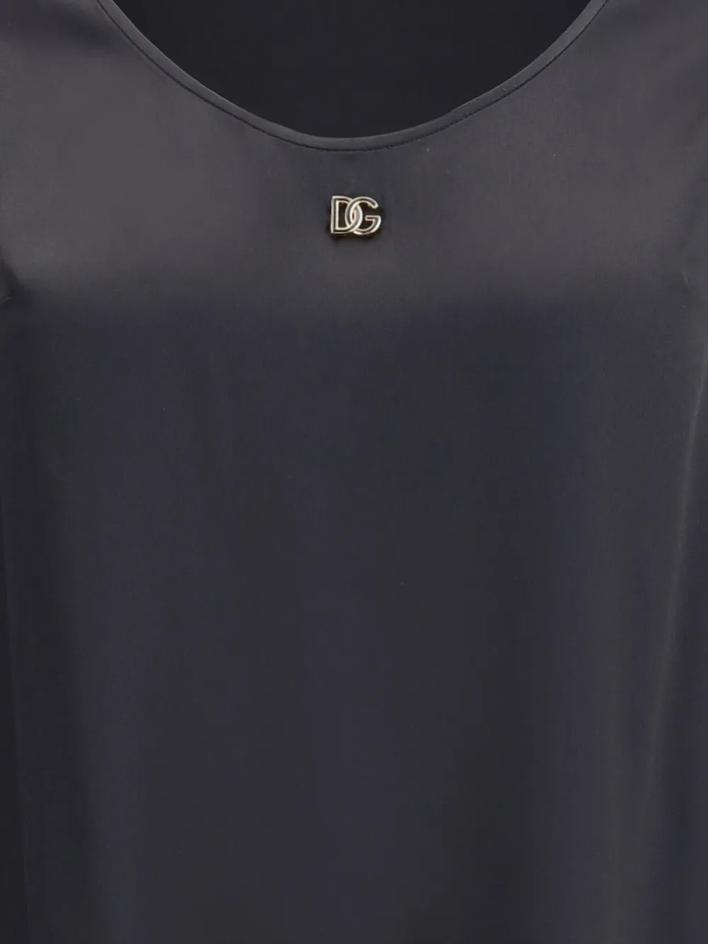 Dolce & Gabbana logo-plaque silk top - Zwart