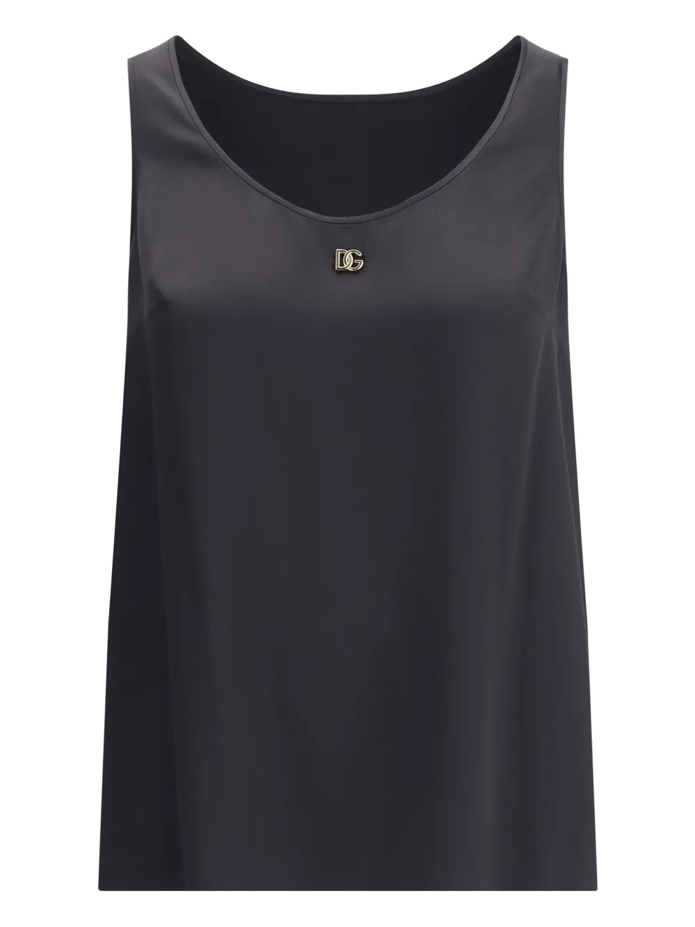 Dolce & Gabbana Zijden top met logoplakkaat Zwart