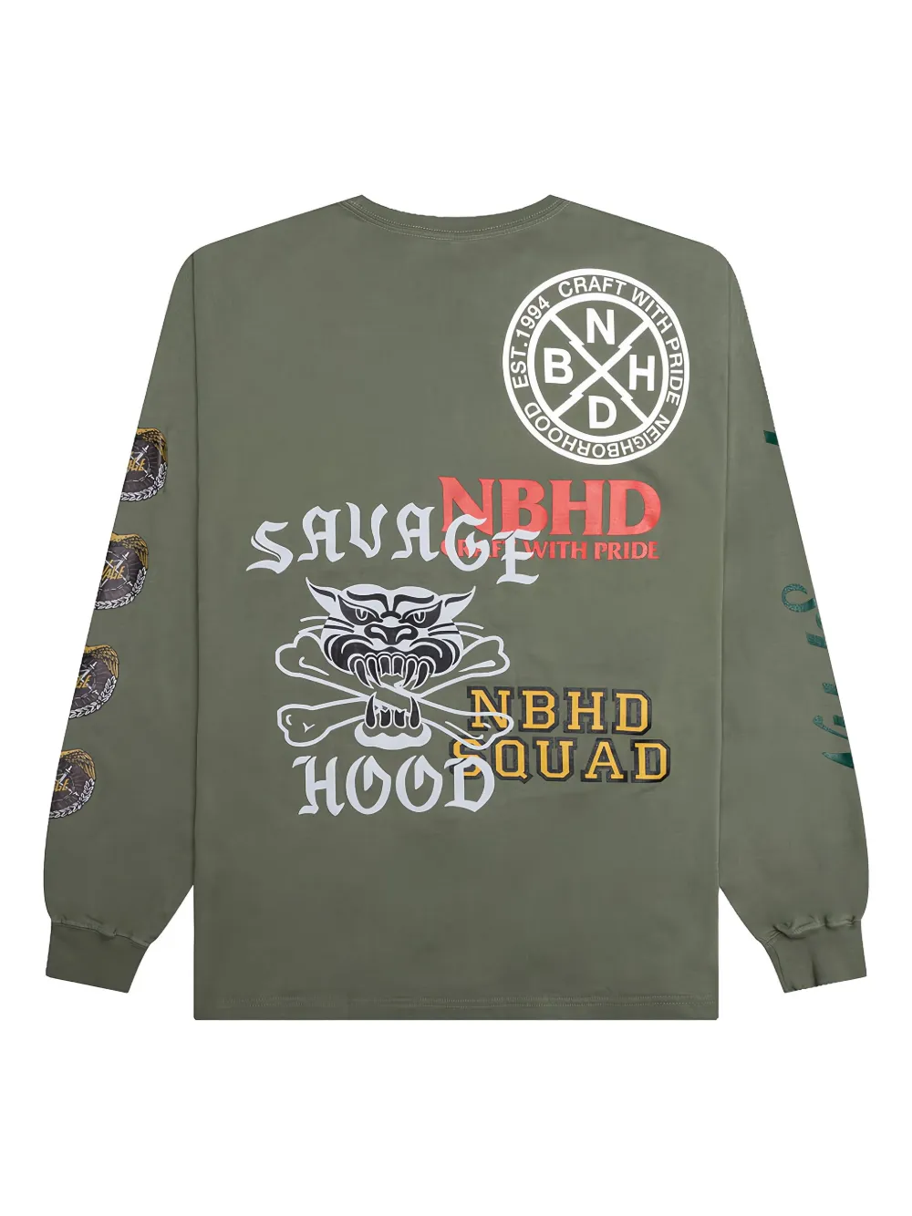 Neighborhood T-shirt met print Groen