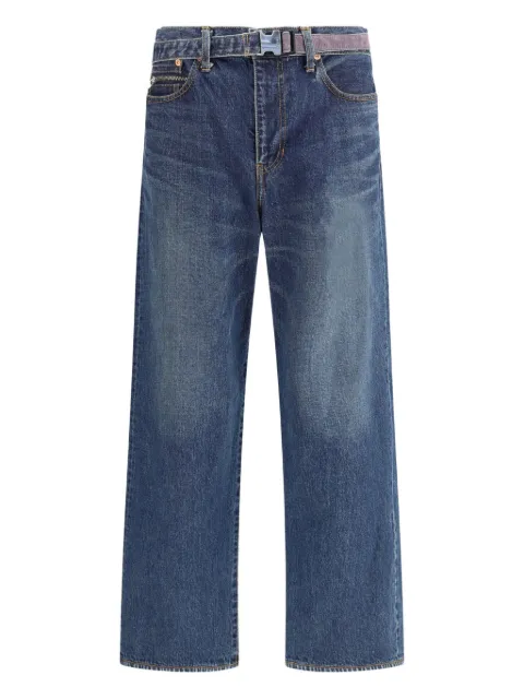sacai belted zip-pocket jeans