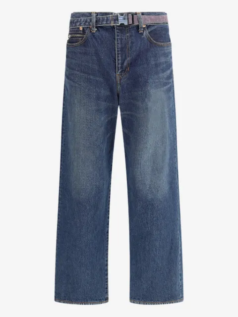 sacai belted zip-pocket jeans