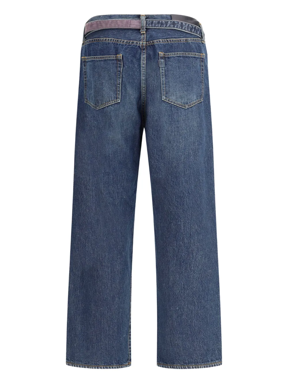 Sacai belted zip-pocket jeans - Blauw