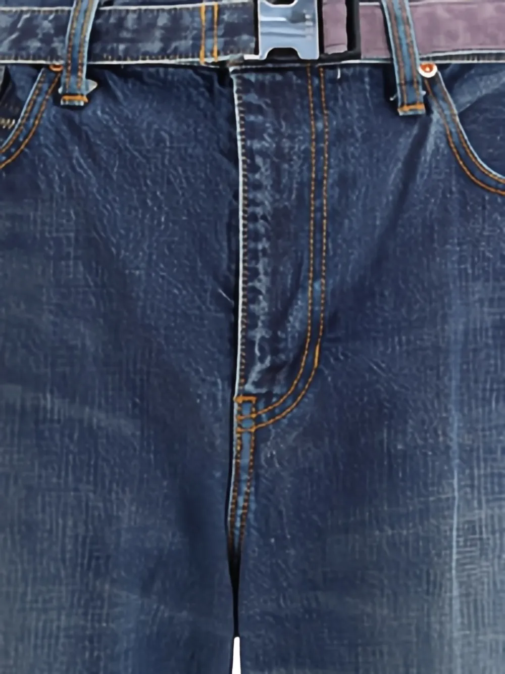 sacai Jeans met ritszak en ceintuur Blauw