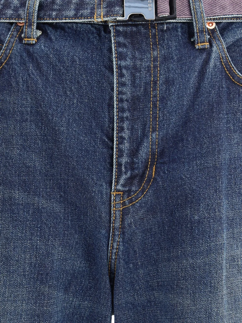 sacai Jeans met ritszak en ceintuur Blauw