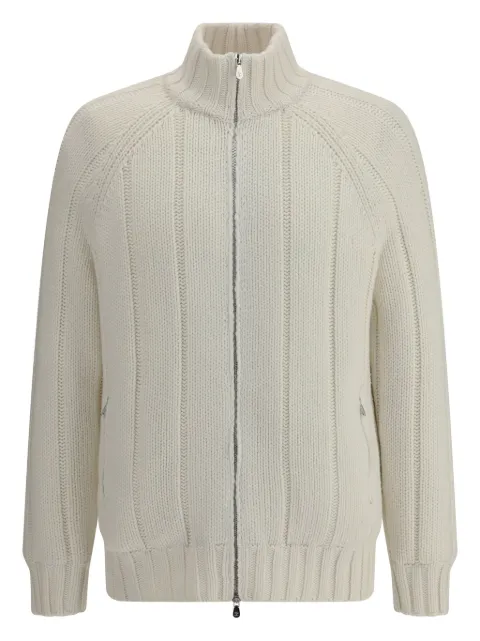 Brunello Cucinelli 罗纹正面拉链羊绒开衫