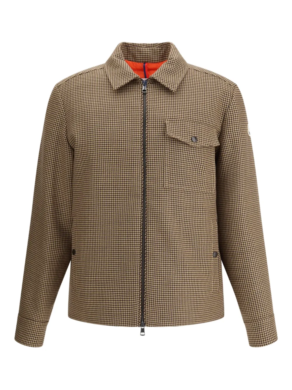 Moncler Jack met pied-de-poule print en rits Bruin