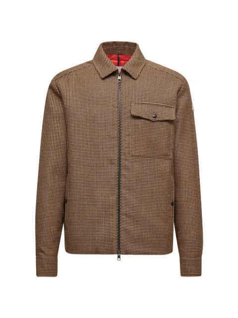 Moncler houndstooth-pattern zip-front jacket