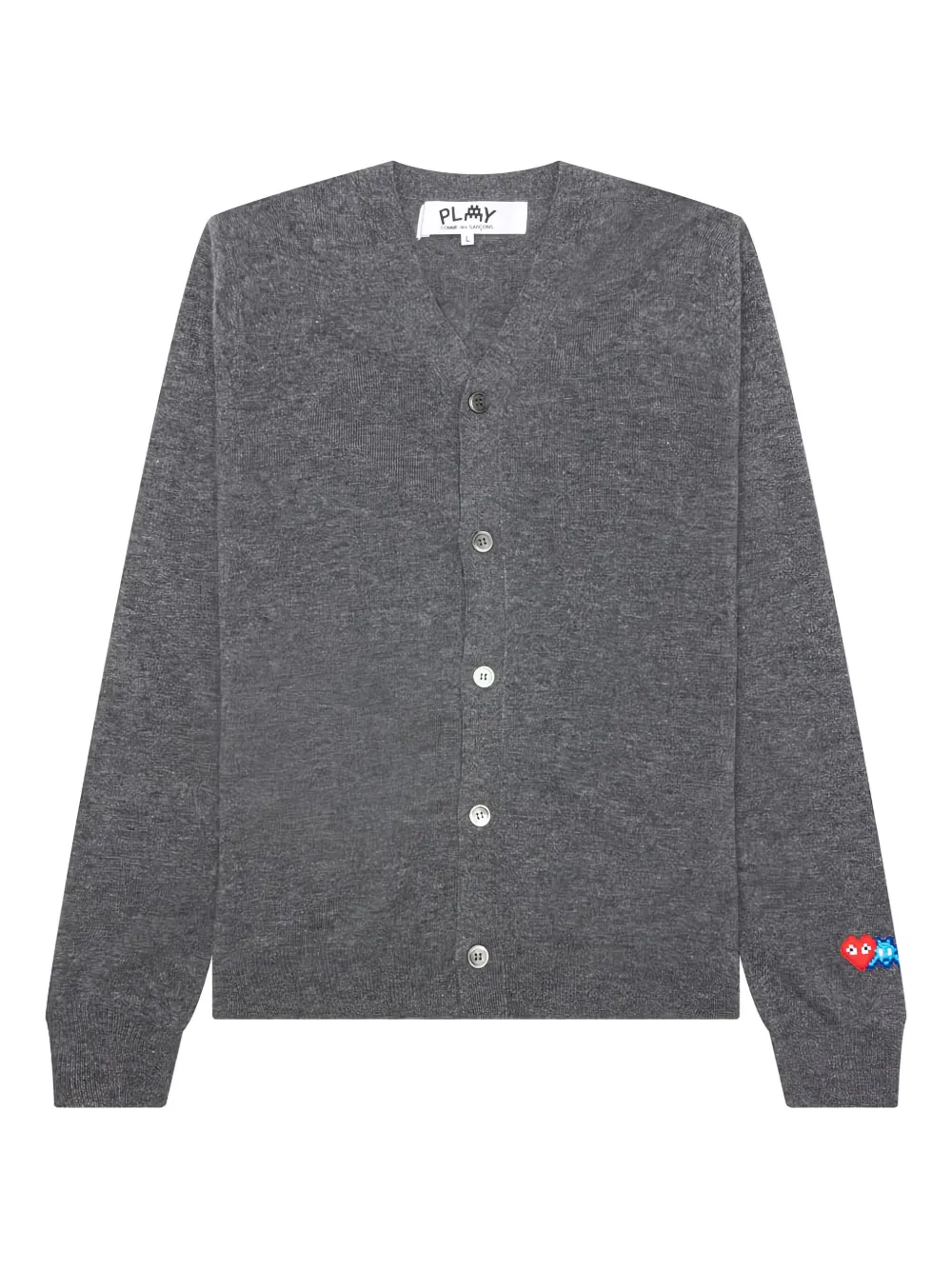 Comme Des Garçons Play x The Artist Invader heart-patch cardigan | Grey | Image 1
