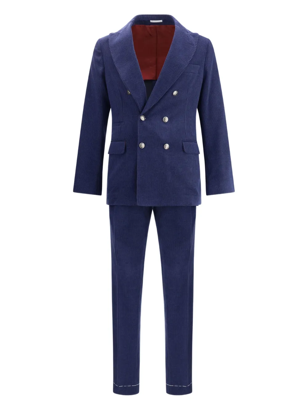 Brunello Cucinelli double-breasted corduroy suit | Blue | Image 1