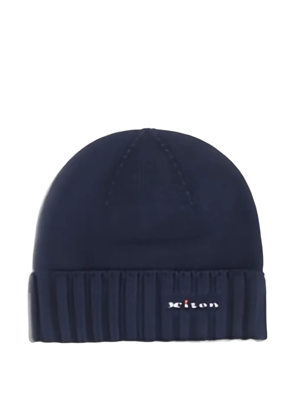 Kiton Men Wool Beanie Hat In Blue