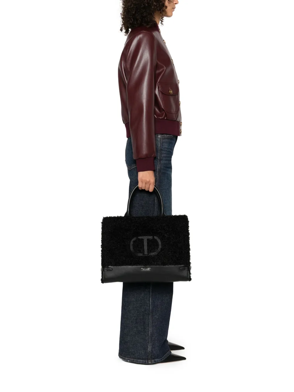 TWINSET logo-print tote bag Zwart