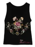 John Galliano Pre-Owned 2000s floral-embroidery tank top - Black