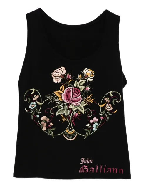 John Galliano Pre-Owned 2000s floral-embroidery tank top