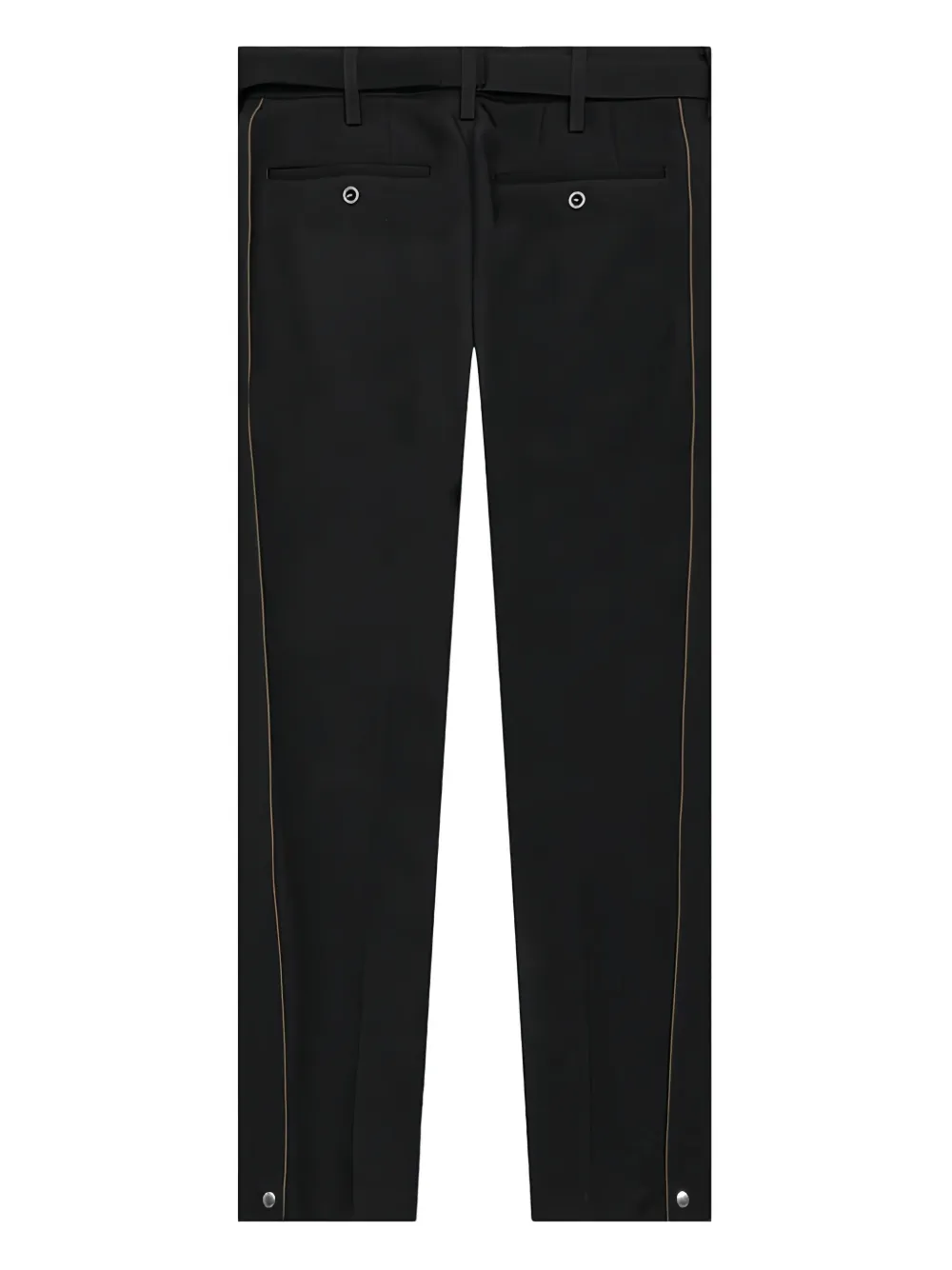 sacai logo-engraved trousers Zwart