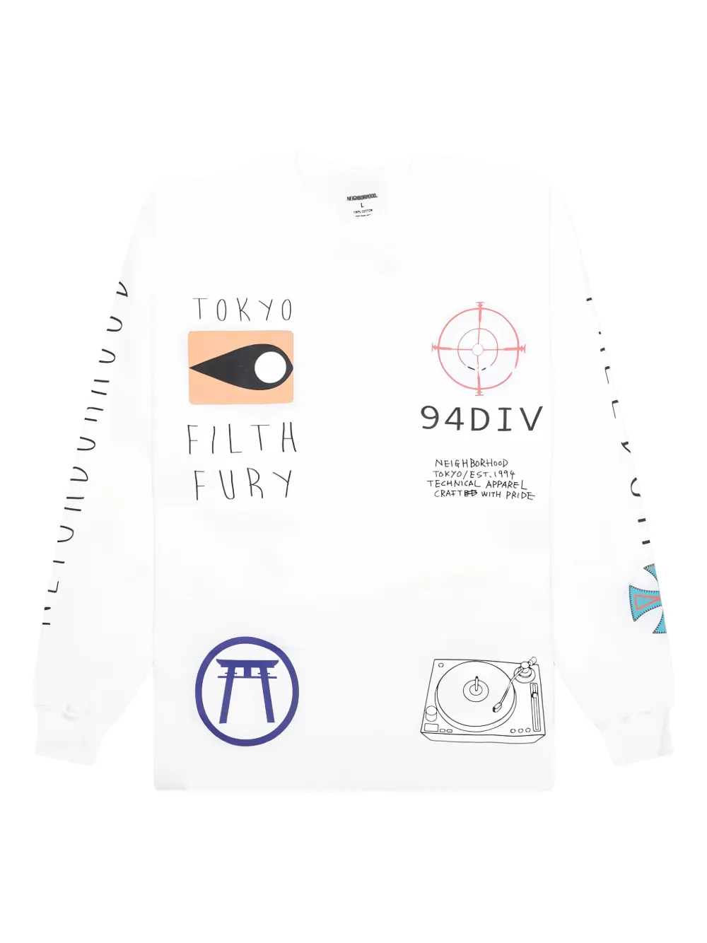 Neighborhood Sweater met grafische print Wit