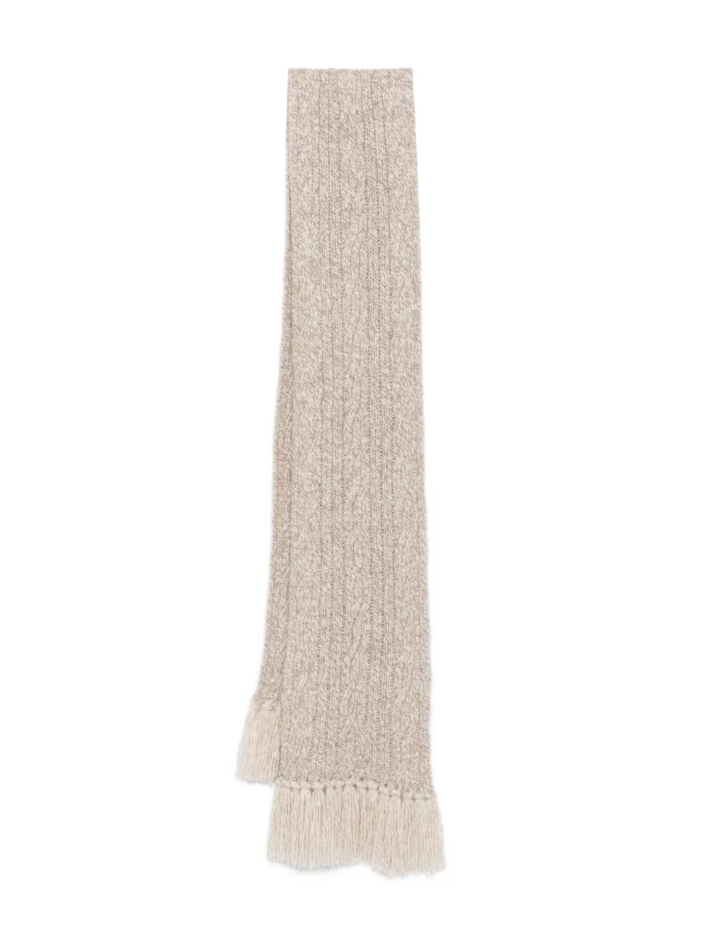cable-knit tassel-detail scarf