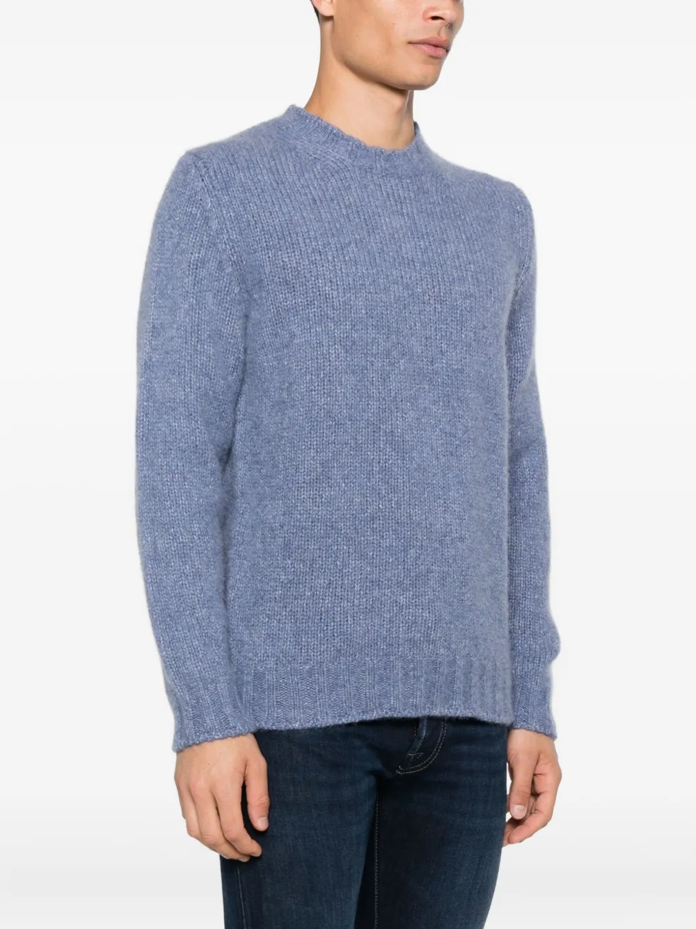Fedeli Geribbelde sweater met ronde hals Blauw