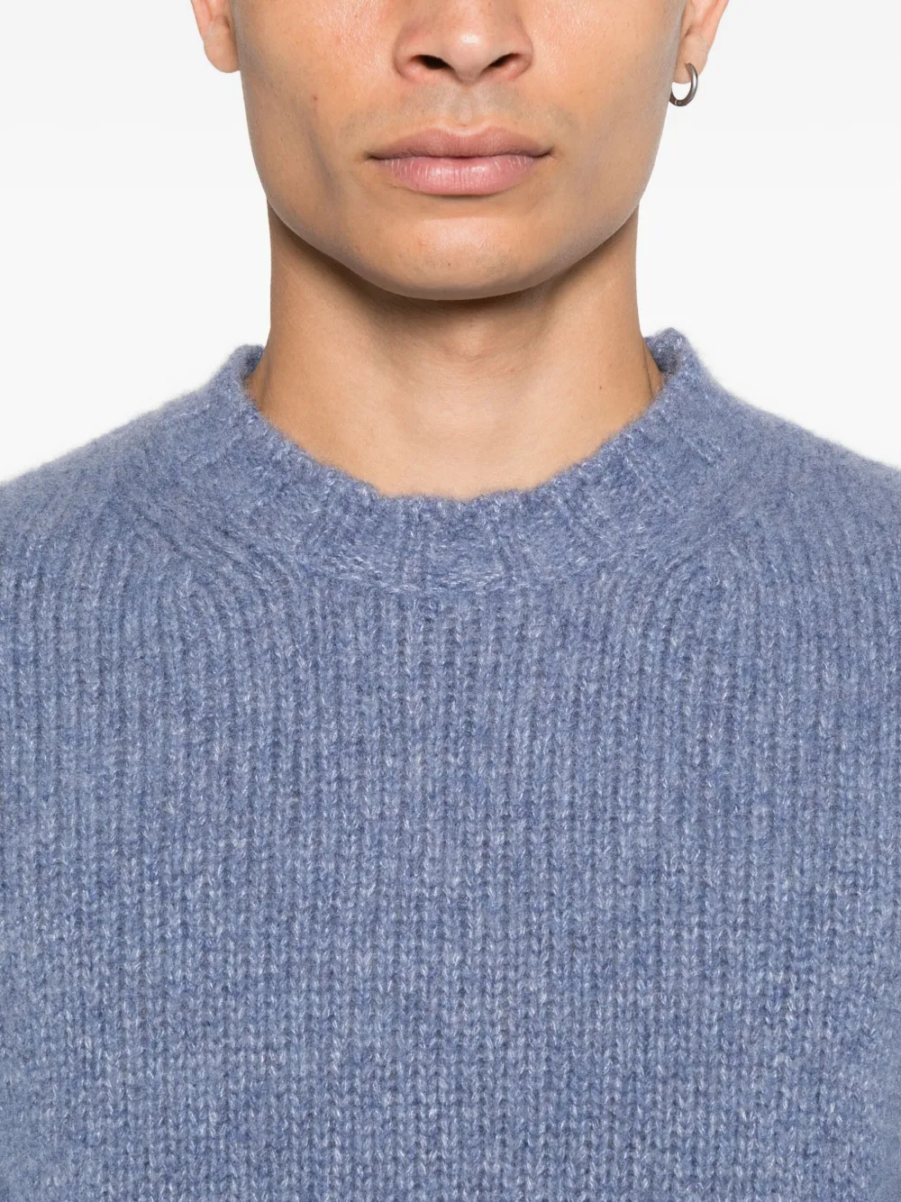 Fedeli Geribbelde sweater met ronde hals Blauw