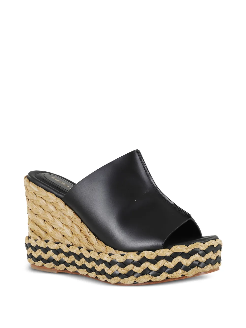Paloma Barceló Ivana leather platform raffia sandals Black