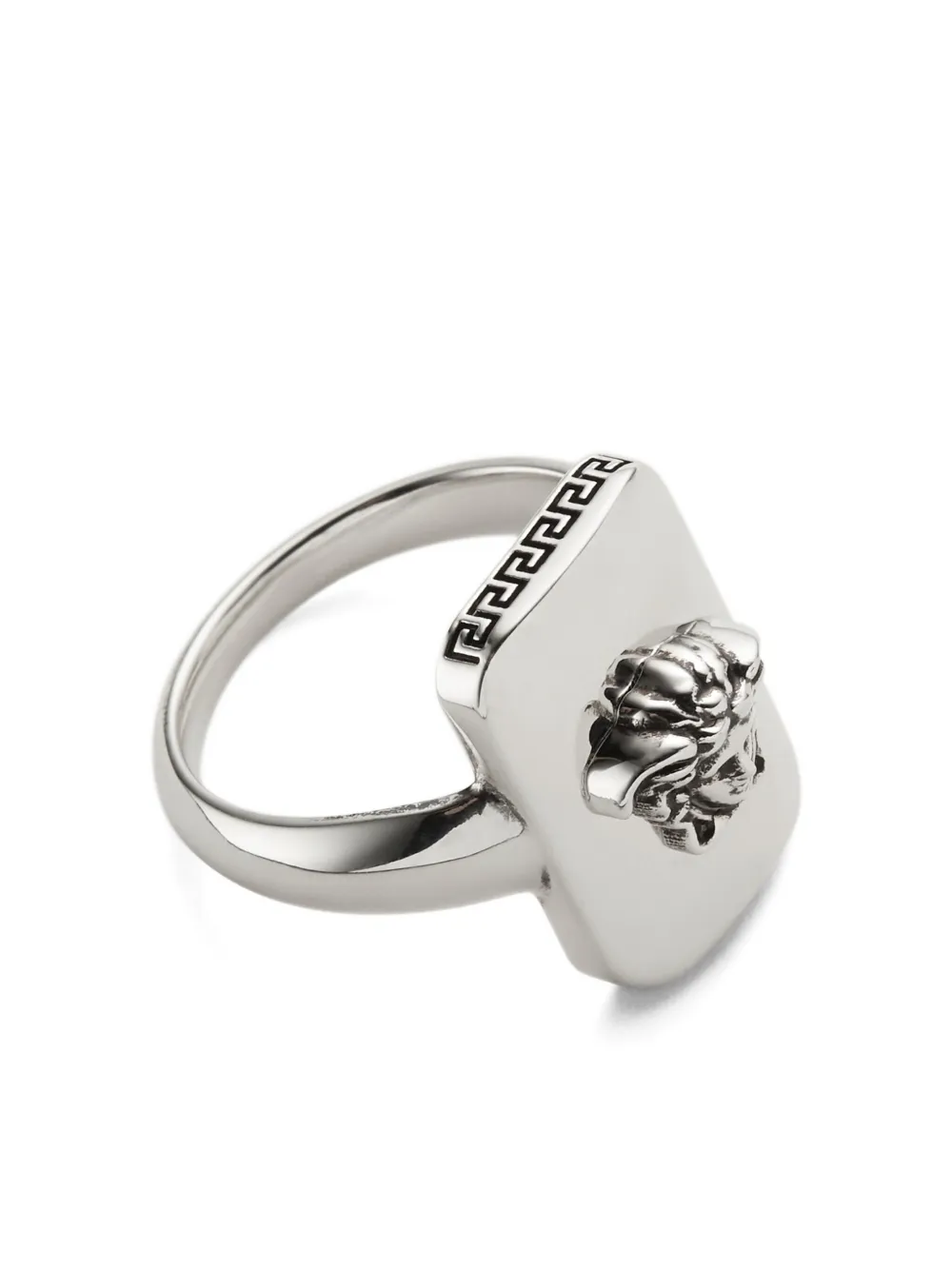 Versace Medusa-head Square Ring In Metallic