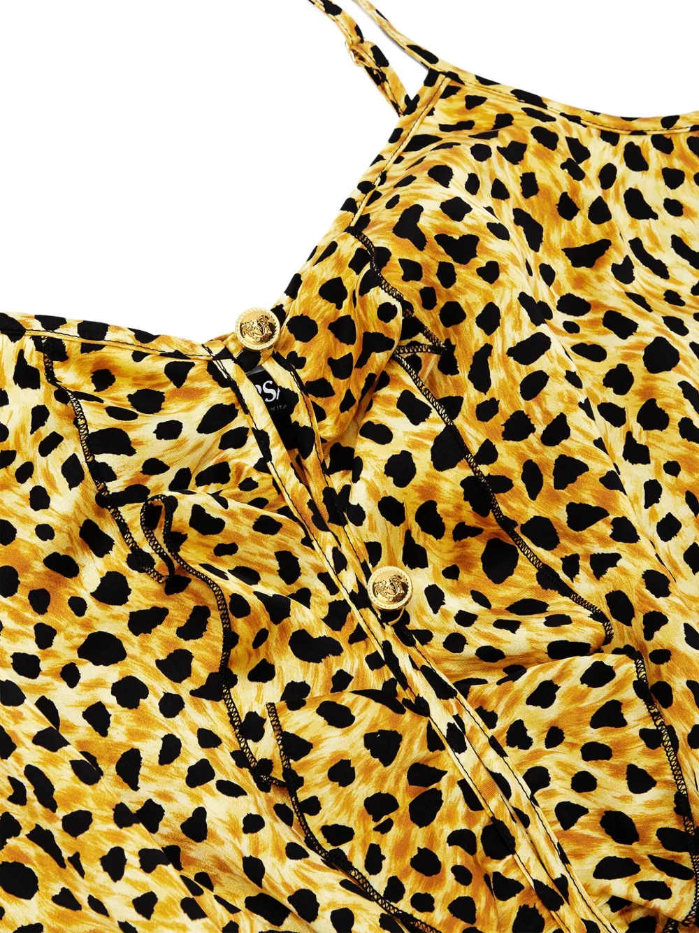 Versace leopard-print ruffled bodysuit Geel