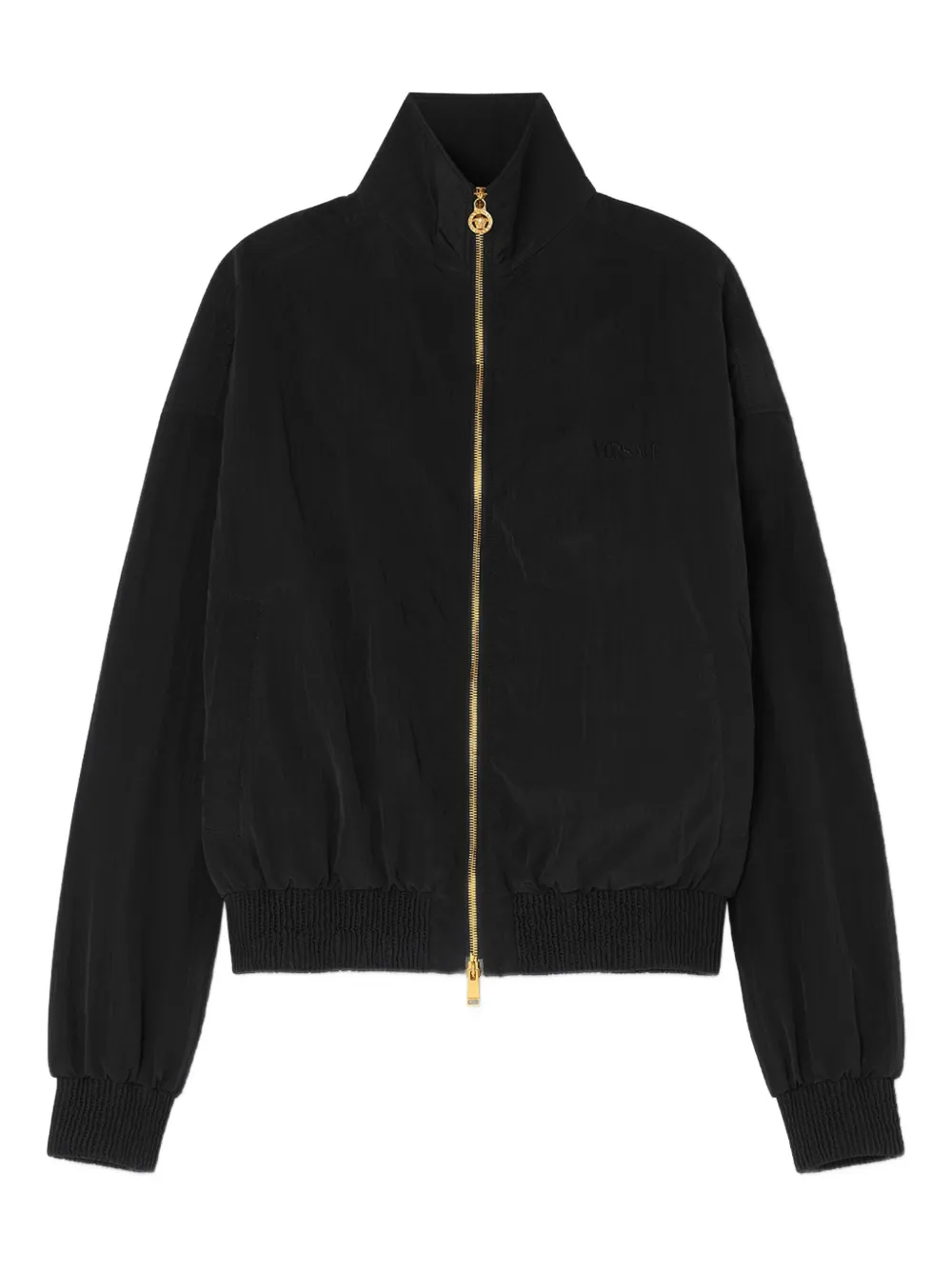 Versace logo-embroidered ribbed-cuff bomber jacket | Black | Image 1
