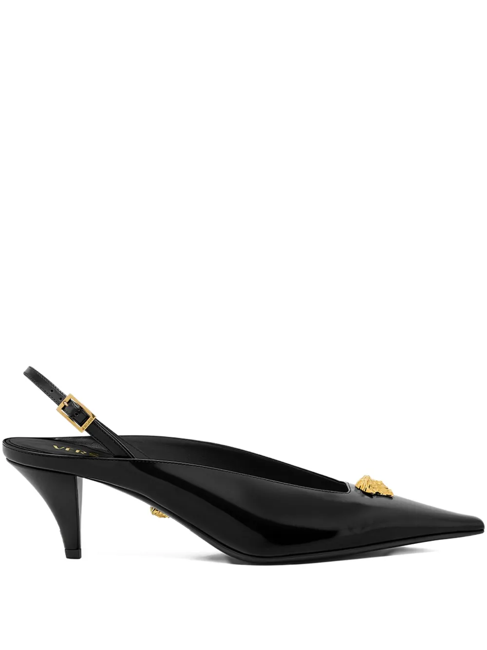 Versace Medusa-head Pointed-toe Mules In Black