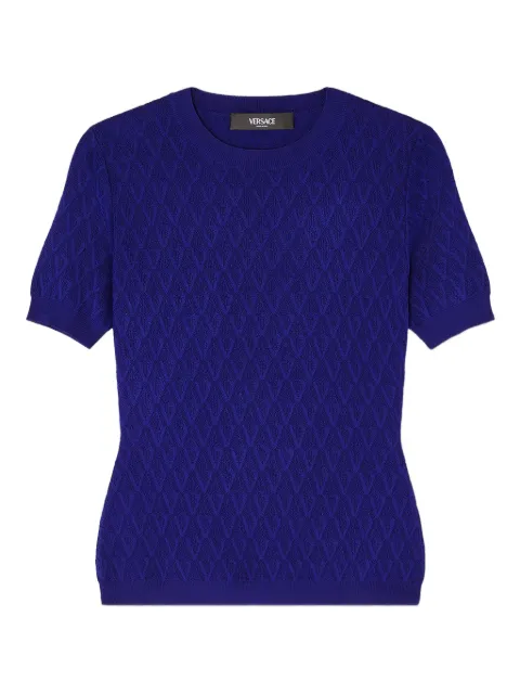 Versace textured-knit short-sleeve top