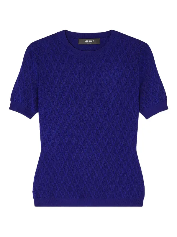 Versace テクスチャードニットトップ | ブルー | FARFETCH JP