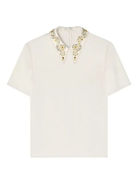 Versace embellished-collar short-sleeve top