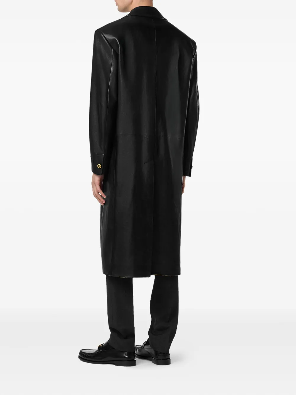 Versace Leren jas met gouden knopen Zwart