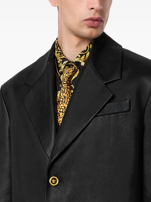 Versace レザーコート | ブラック | FARFETCH JP