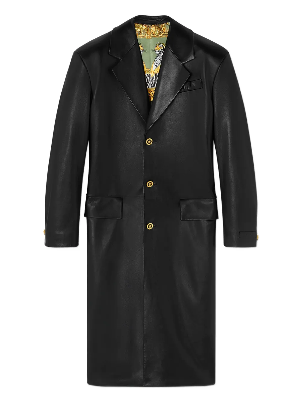 Versace leather gold-button coat | Black | Image 1