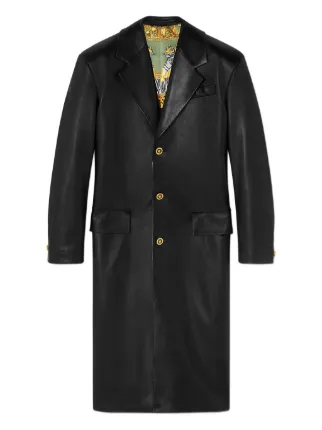 Versace レザーコート | ブラック | FARFETCH JP