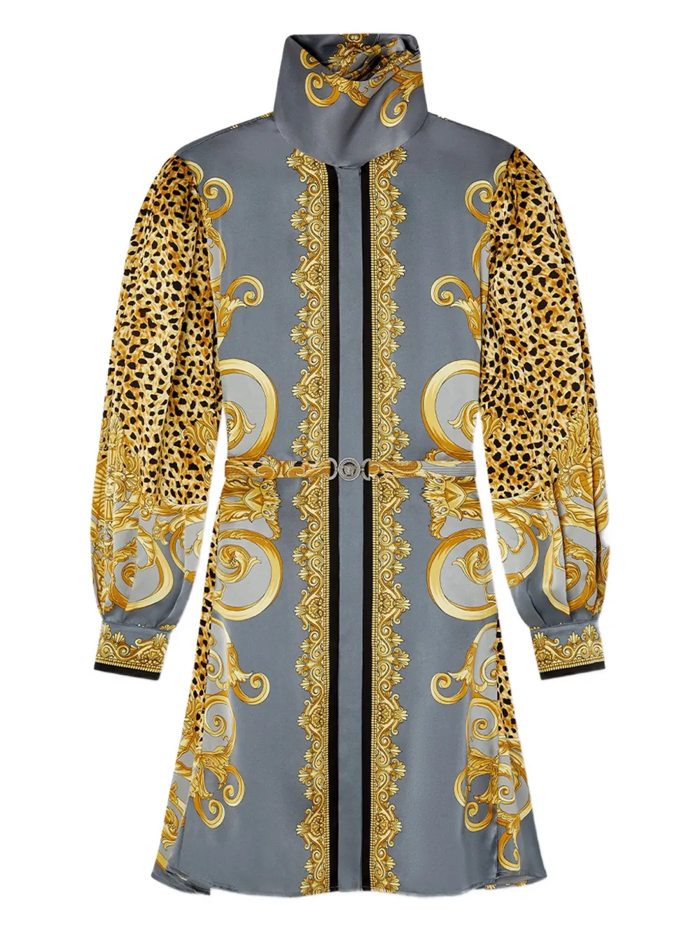 Versace アニマルプリント シルクドレス - グレー Versace アニマルプリント シルクドレス - グレー