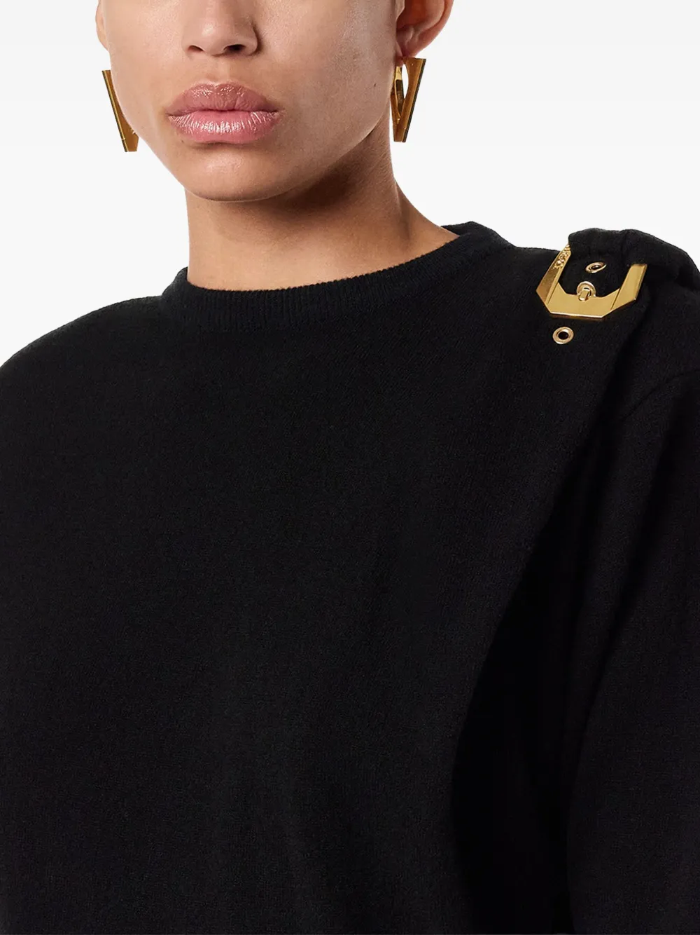 Versace Wollen trui met gesp Zwart