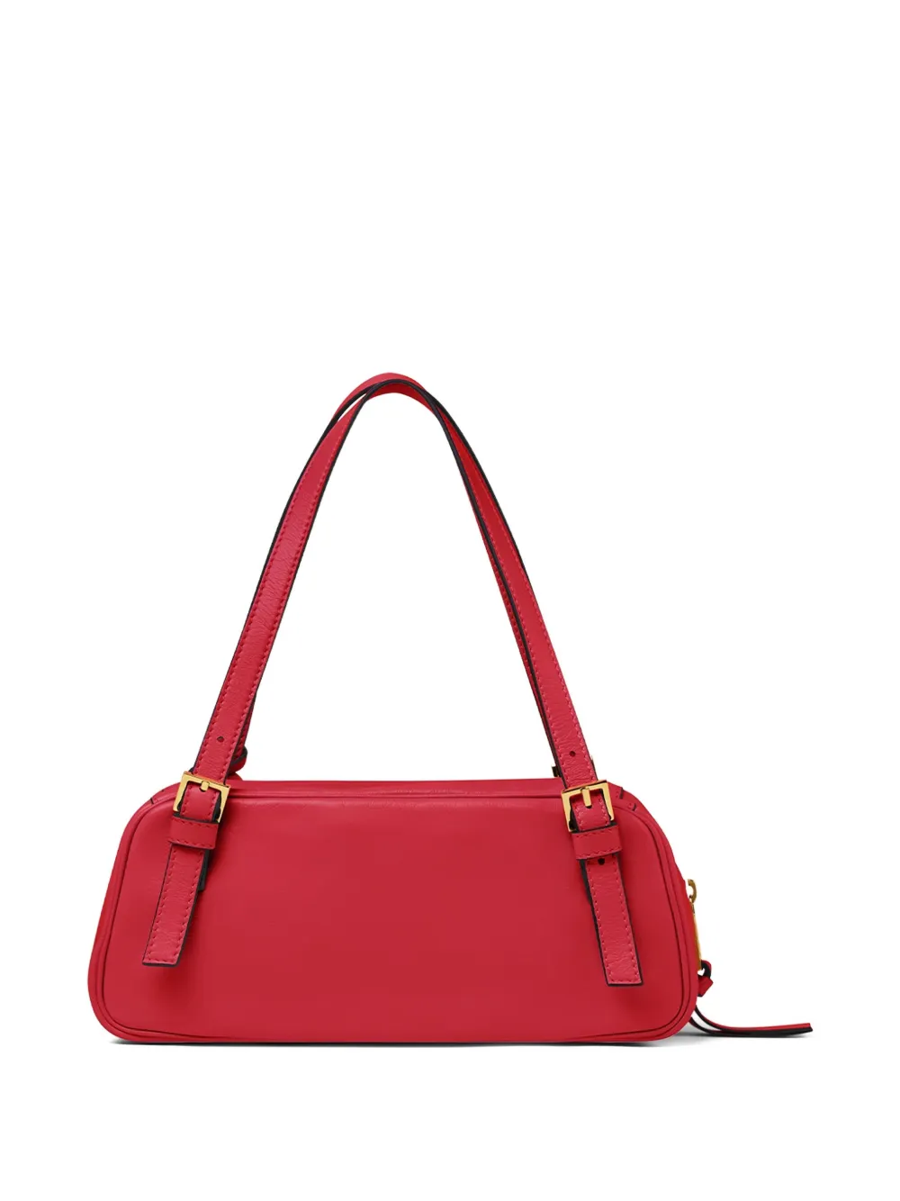 Versace Tag Bowling Buckle-detail Shoulder Bag In Red