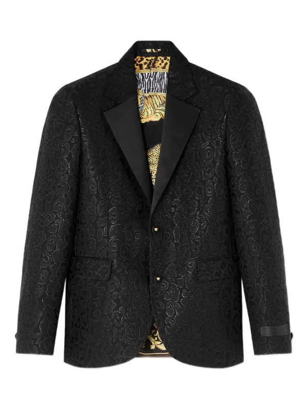 Versace レオパード ジャケット | ブラック | FARFETCH JP